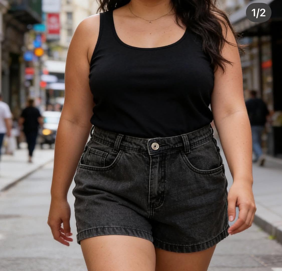 Short Plus Size Preto